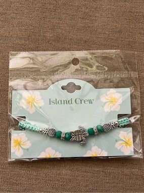 ALOHA Mint Braided Bracelet with Turtle Charm